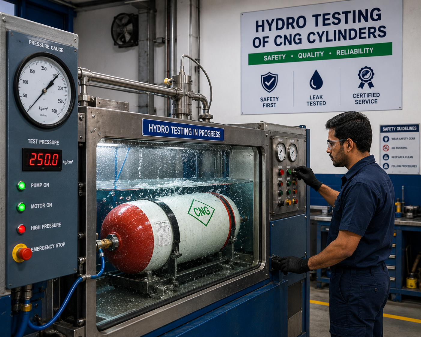 Hydro Testing of CNG Cylinders in Baramati, Solapur, Pune